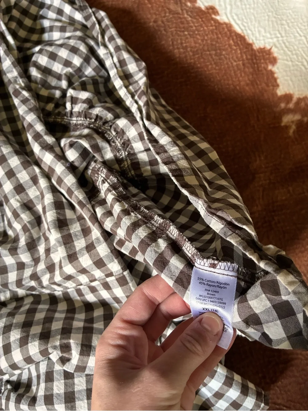 wonder nation Brown and White Gingham Ruffle Dress